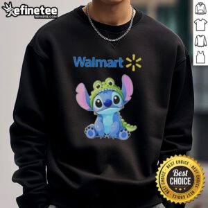 Nice Stitch Cosplay featuring a Crocodile X Walmart sweatshirt, showcasing vibrant colors and playful design.
