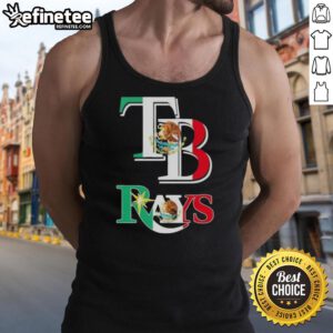 Stylish tank top featuring Tampa Bay Rays baseball design with a vibrant Mexican flag, perfect for fans and summer wear.