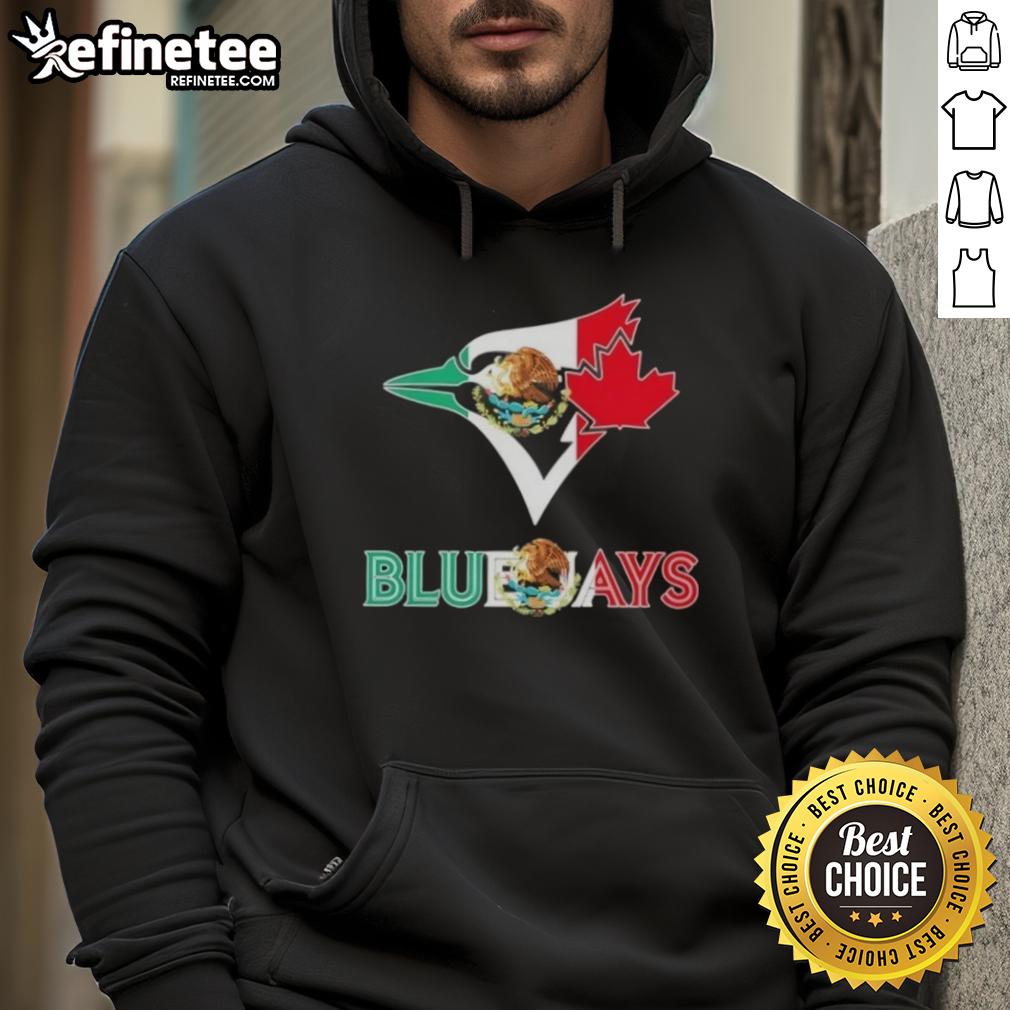 Alt Text: Stylish Toronto Blue Jays baseball hoodie featuring a vibrant Mexican flag design, perfect for fans and casual wear.