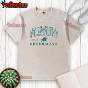 Nice Tulane Green Wave College Football Playoff CFP 2025-26 washed t-shirt featuring vibrant team colors and logo.