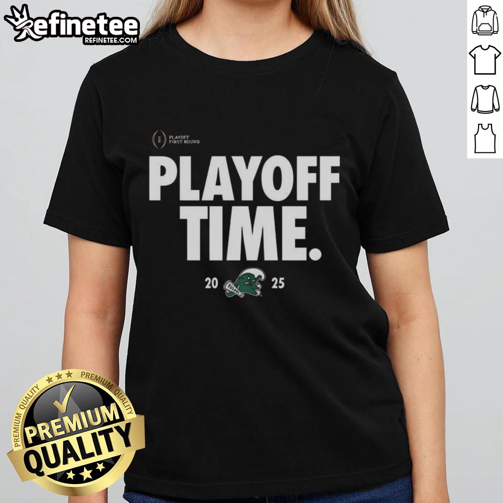 Alt Text: Ladies' tee featuring the Nice Tulane Green Wave Playoff Time logo, perfect for fans celebrating team spirit.