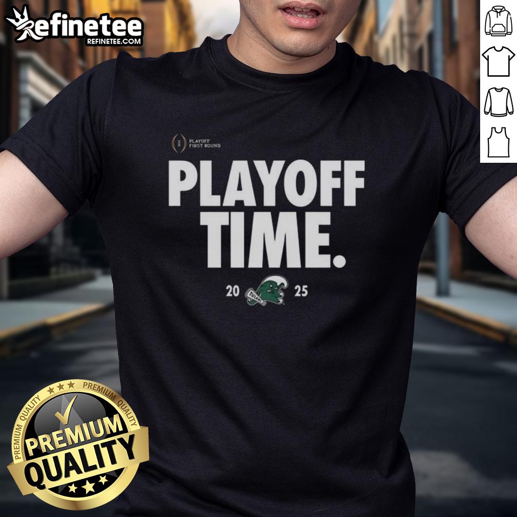 Alt Text: Tulane Green Wave Playoff Time logo t-shirt featuring vibrant graphics, perfect for game day and fan support.