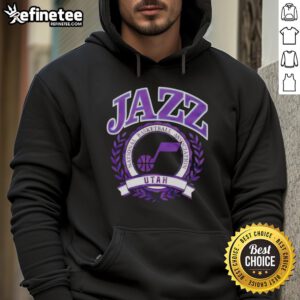 Nice Utah Jazz National Basketball Association crest hoodie featuring team colors and logo, perfect for fans.