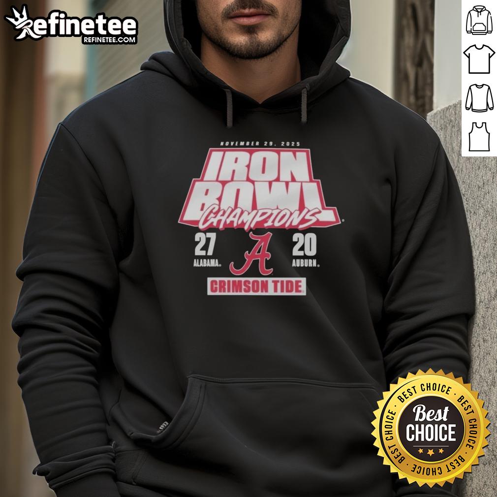 Official Alabama Crimson Tide hoodie celebrating 27-20 Iron Bowl victory over Auburn Tigers on November 29, 2025.