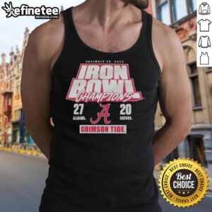 Official Alabama Crimson Tide 27-20 Auburn Tigers Iron Bowl Champions tank top, celebrating the November 29, 2025 victory.