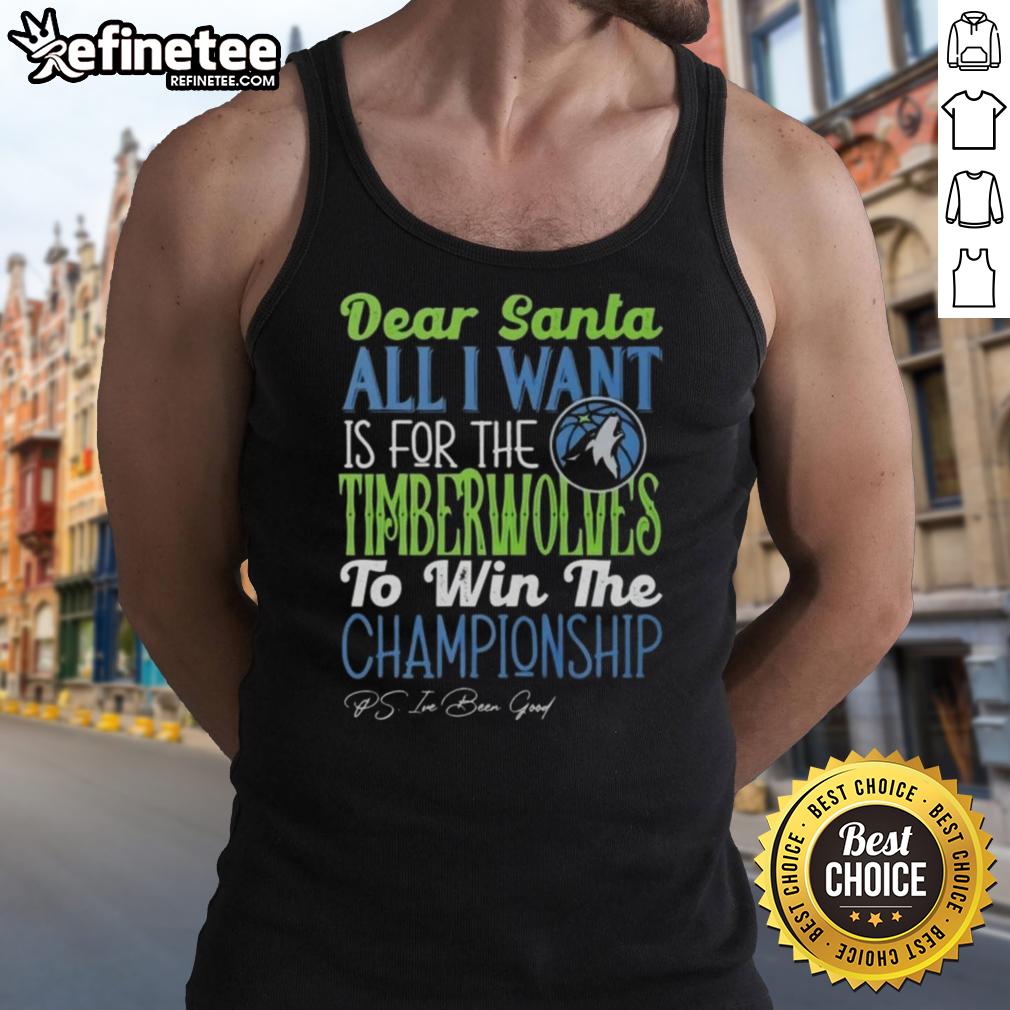Alt Text: Official Dear Santa tank top featuring Minnesota Timberwolves championship wish design for fans.