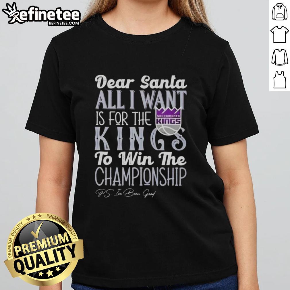 Official Dear Santa tee for ladies, wishing for the Sacramento Kings to win the championship this season.
