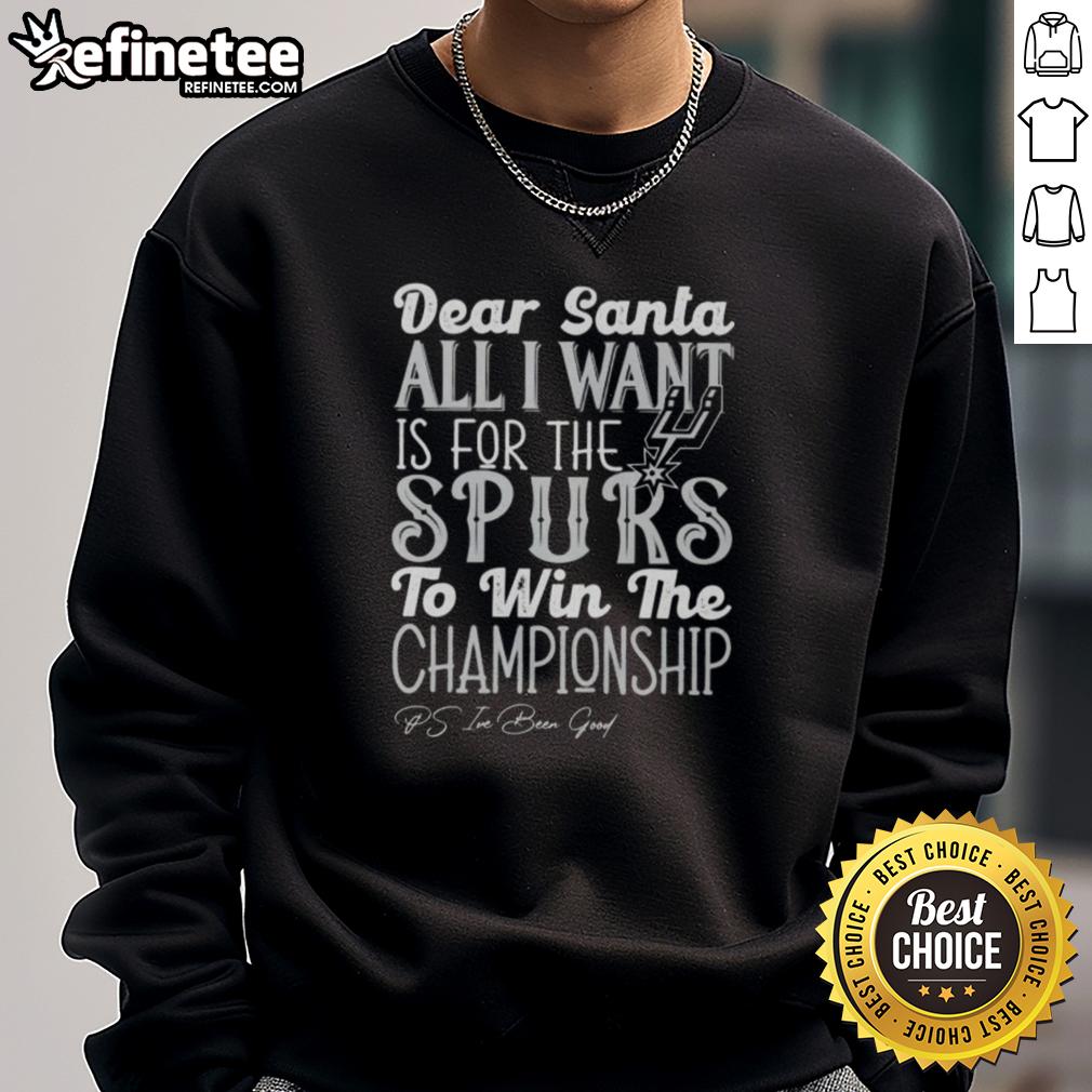 Alt Text: Official Dear Santa sweatshirt featuring San Antonio Spurs championship wish, perfect for fans this holiday season.