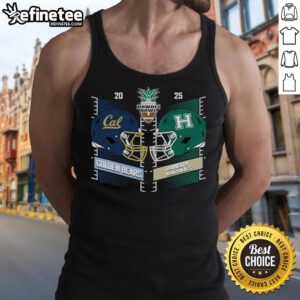 Hawaii Rainbow Warriors vs California Golden Bears 2025 Hawaii Bowl helmet tank top featuring team logos and vibrant design.
