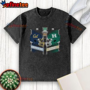 2025 Hawaii Bowl: Official Hawaii Rainbow Warriors vs California Golden Bears helmet washed t-shirt for fans.