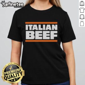 Alt Text: Official Italian Beef Chicago Bears Ladies Tee featuring team logo and stylish design for female fans.