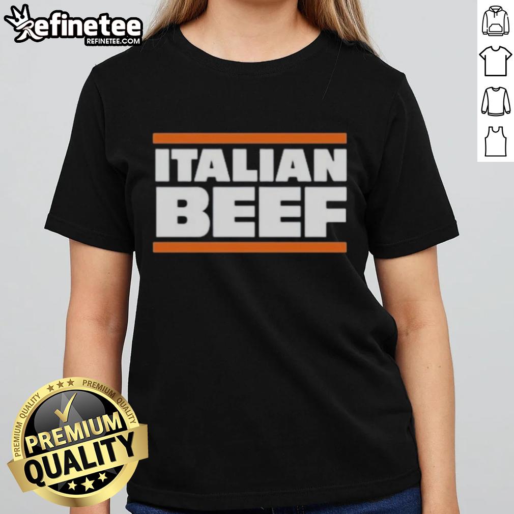 Alt Text: Official Italian Beef Chicago Bears Ladies Tee featuring team logo and stylish design for female fans.