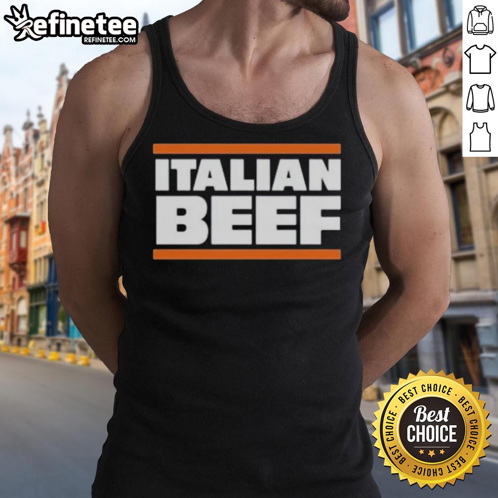 Official Italian Beef Chicago Bears tank top featuring team logo and vibrant colors, perfect for game day or casual wear.