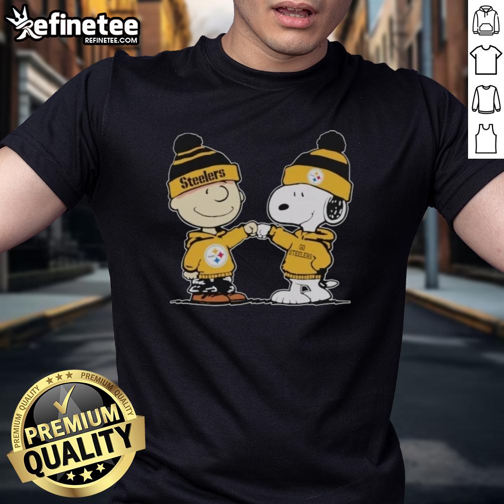 Official Pittsburgh Steelers Snoopy and Charlie Brown Best Friends T-Shirt featuring playful graphics of iconic characters.