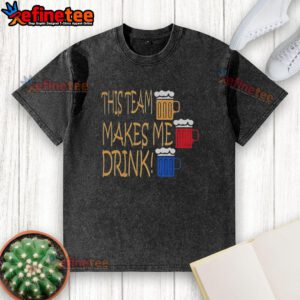 Official Pittsburgh Steelers 'This Team Makes Me Drink' washed t-shirt featuring team logo and trendy design.
