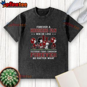 Official The Peanuts Forever Indiana Hoosiers Fan T-shirt, celebrating loyalty with a 'Win or Lose' design for fans.
