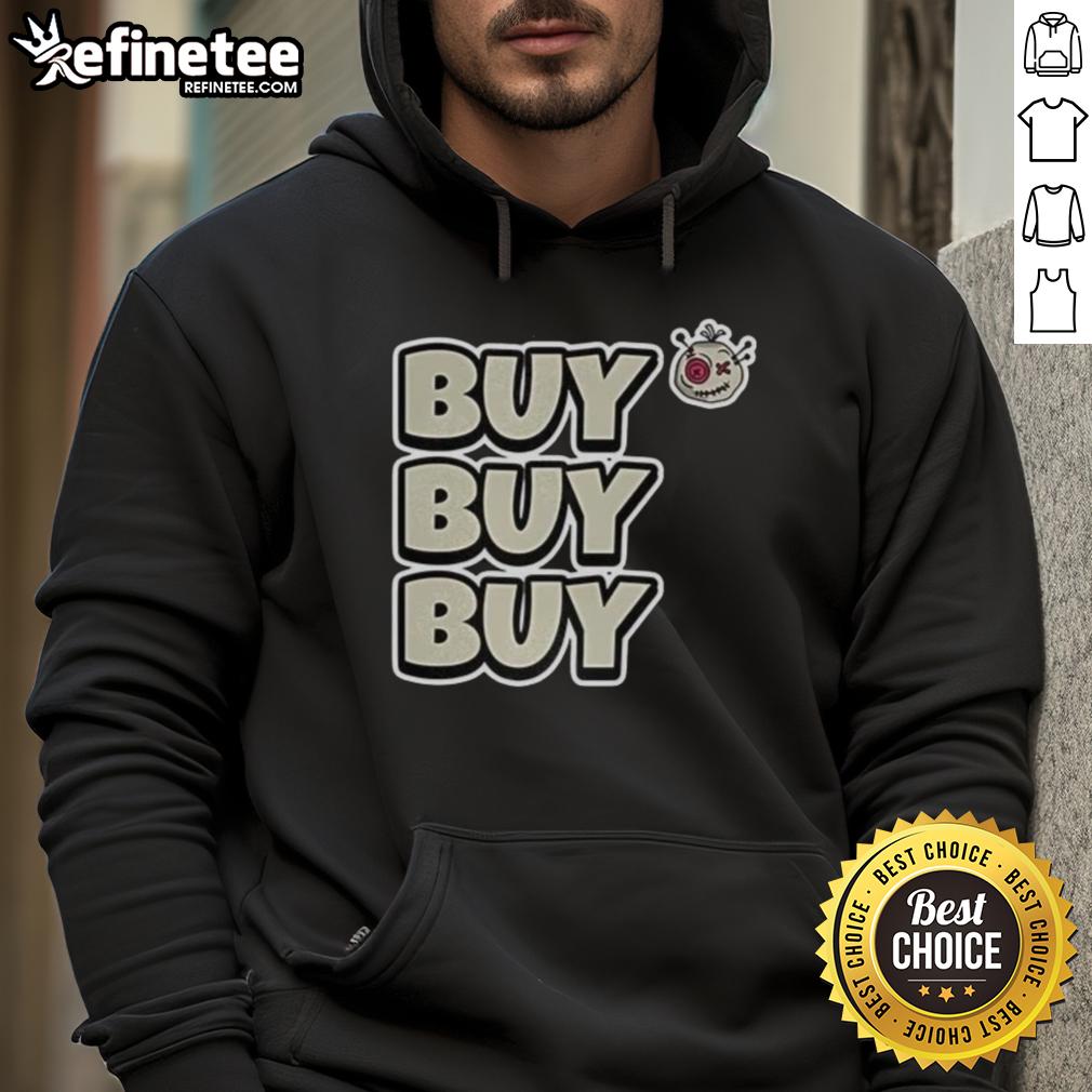 Alt Text: Official Voodoo Token Buy Buy Buy Hoodie featuring vibrant graphics and a cozy design for crypto enthusiasts.