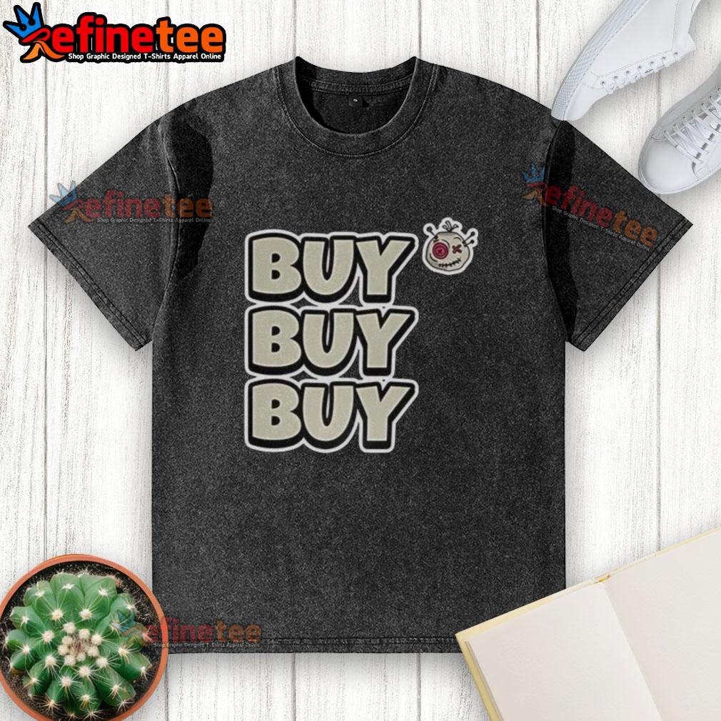 Official Voodoo Token 'Buy Buy Buy' washed t-shirt featuring a stylish design for crypto enthusiasts.