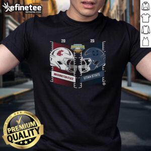 Official Washington State Cougars vs Utah State Aggies 2025 Famous Idaho Potato Bowl helmet T-shirt design.
