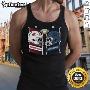 Alt Text: Washington State Cougars vs Utah State Aggies 2025 Famous Idaho Potato Bowl helmet tank top design