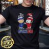 Alt Text: Original Charlie Brown fist bump with Snoopy on a Tampa Bay Rays and Buccaneers T-shirt design.