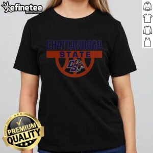 Original Chattanooga State Tigers Basketball logo on a ladies tee, showcasing school spirit and team pride.