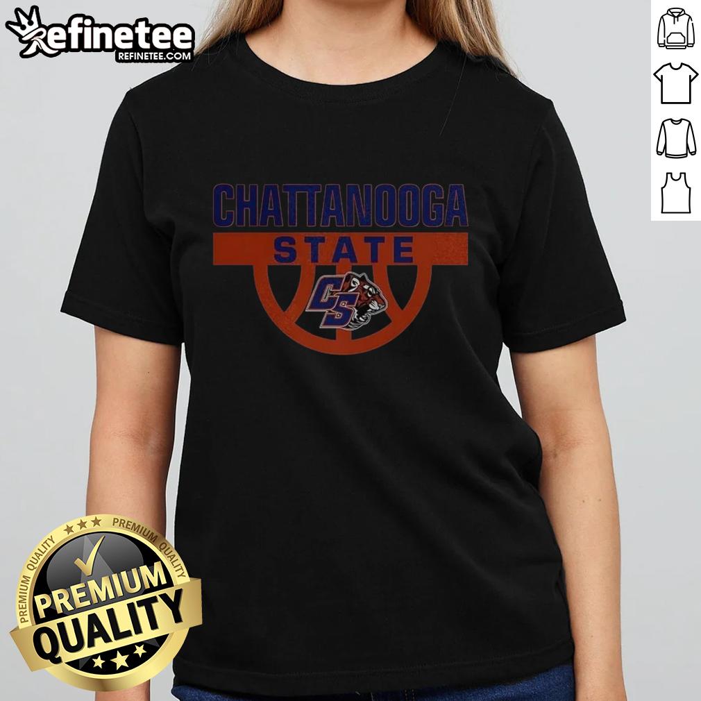 Original Chattanooga State Tigers Basketball logo on a ladies tee, showcasing school spirit and team pride.