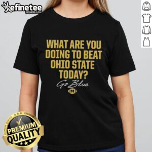Original Go Blue 2025 The Game tee featuring Ohio State Buckeyes vs Michigan Wolverines design for ladies.