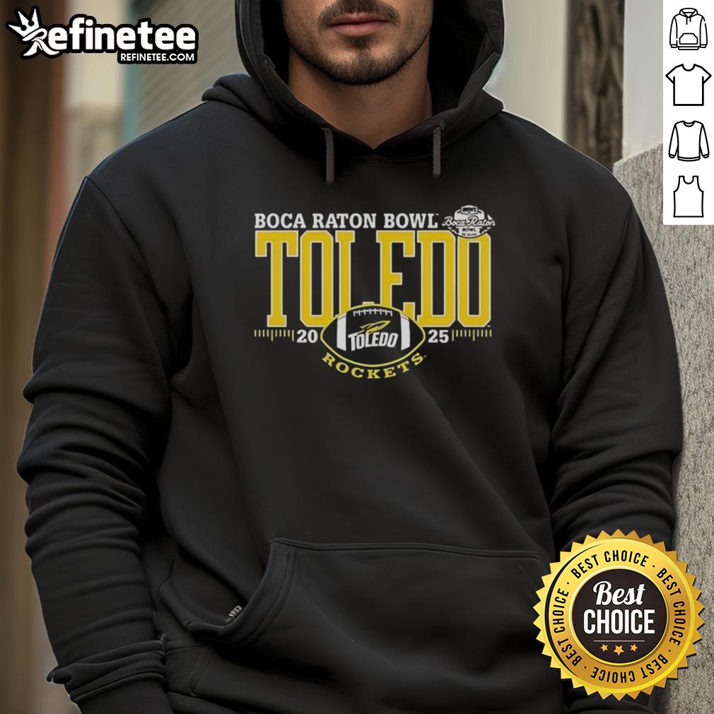Original Toledo Rockets Boca Raton Bowl 2025 hoodie featuring team colors and logo, perfect for fans and collectors.