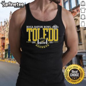 Alt Text: Original Toledo Rockets Boca Raton Bowl 2025 tank top featuring vibrant team colors and logo design.