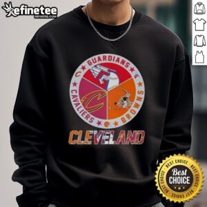 Premium Cleveland City Sports sweatshirt featuring Guardians, Browns, and Cavaliers logos for ultimate fan style.