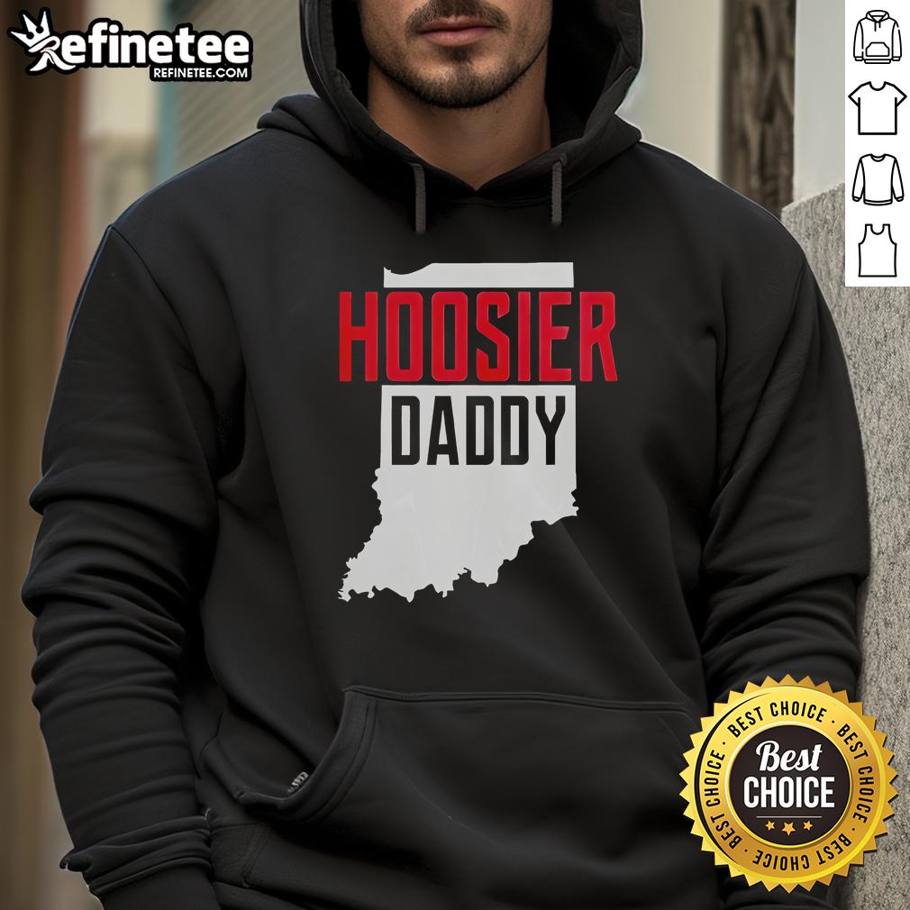 Premium Hoosier Daddy Indiana State Map Hoodie showcasing a stylish design for Indiana pride and comfort.