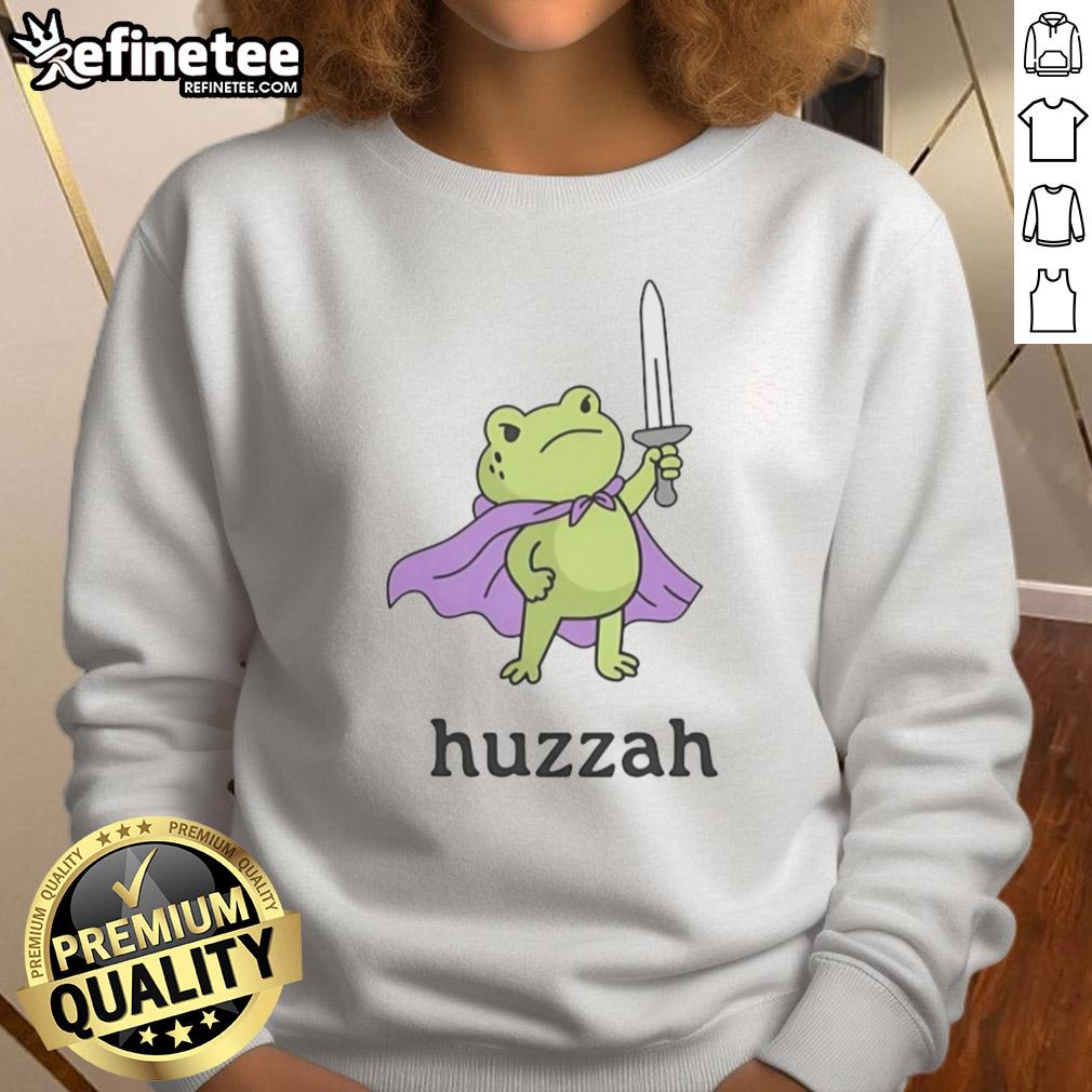 Premium Huzzah Frog Sweatshirt in vibrant green, featuring a playful frog design perfect for casual wear.