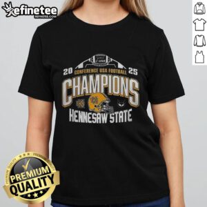 Premium Kennesaw State 2025 C-USA Football Conference Champions ladies tee, featuring team logo and vibrant design.