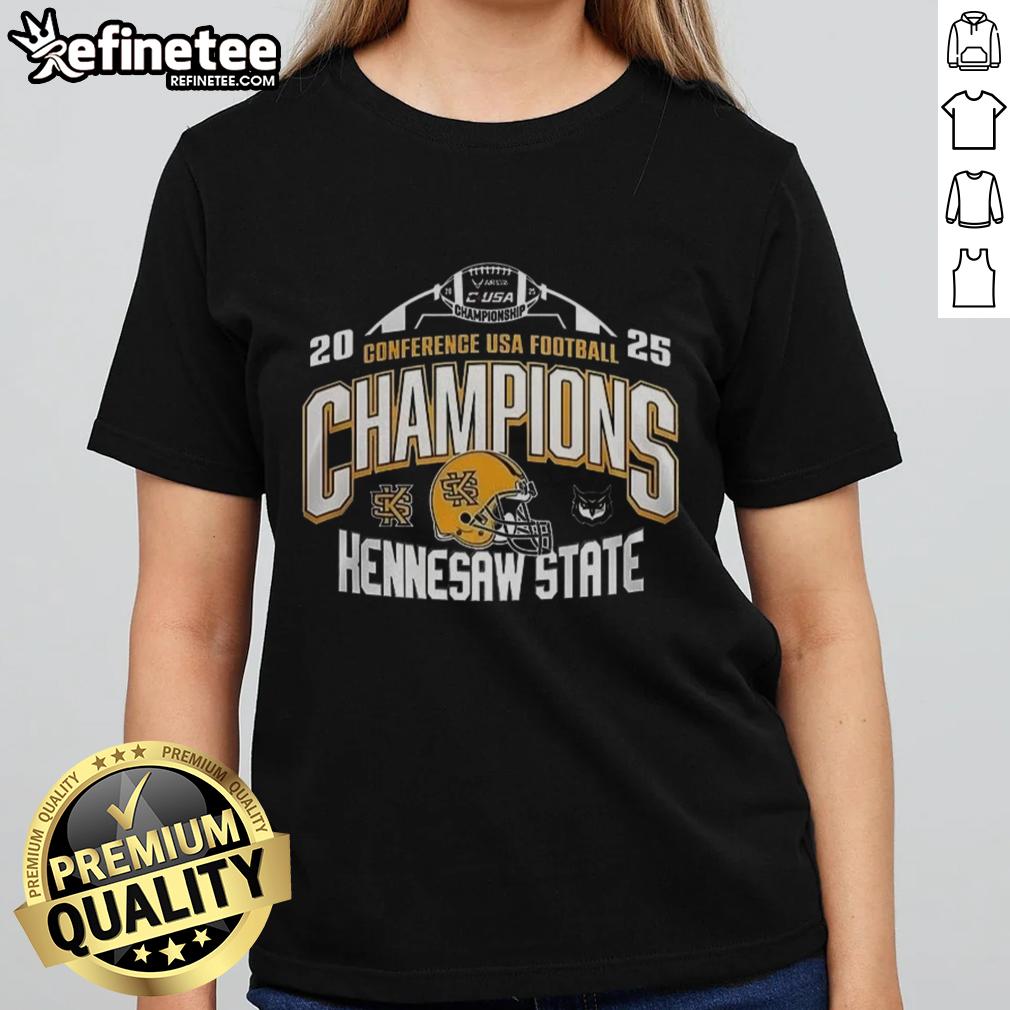 Premium Kennesaw State 2025 C-USA Football Conference Champions ladies tee, featuring team logo and vibrant design.