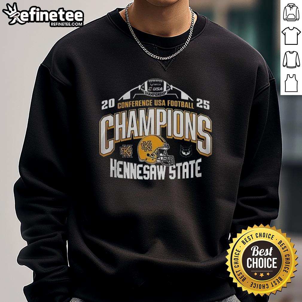 Alt Text: Premium Kennesaw State 2025 C-USA Football Conference Champions sweatshirt featuring logo and winning design.