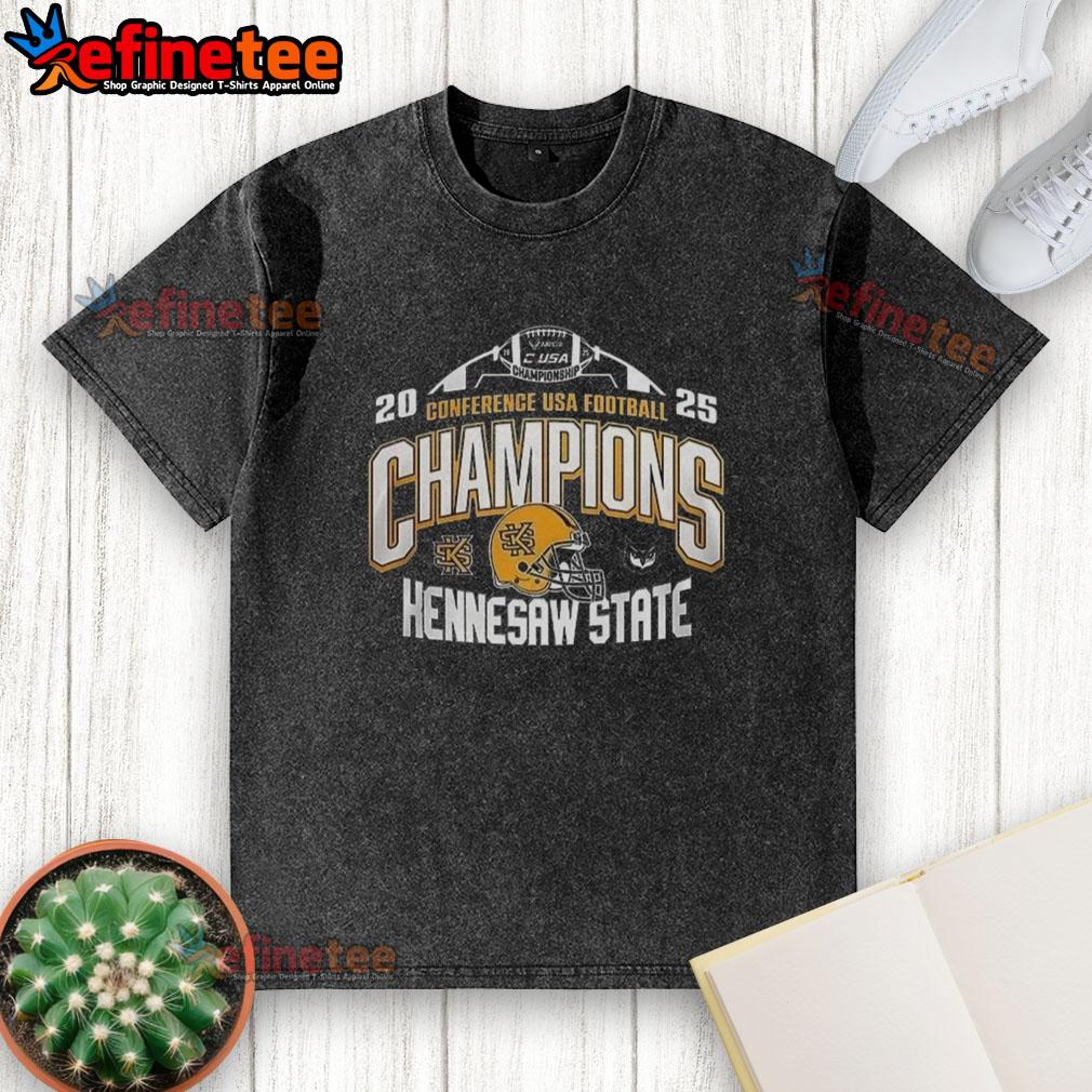 Premium Kennesaw State 2025 C-USA Football Conference Champions washed t-shirt showcasing team pride and style.