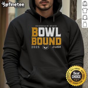 Premium Kennesaw State Owls 2025 Bowl Bound Hoodie in black, featuring team logo and comfortable fit for fans.
