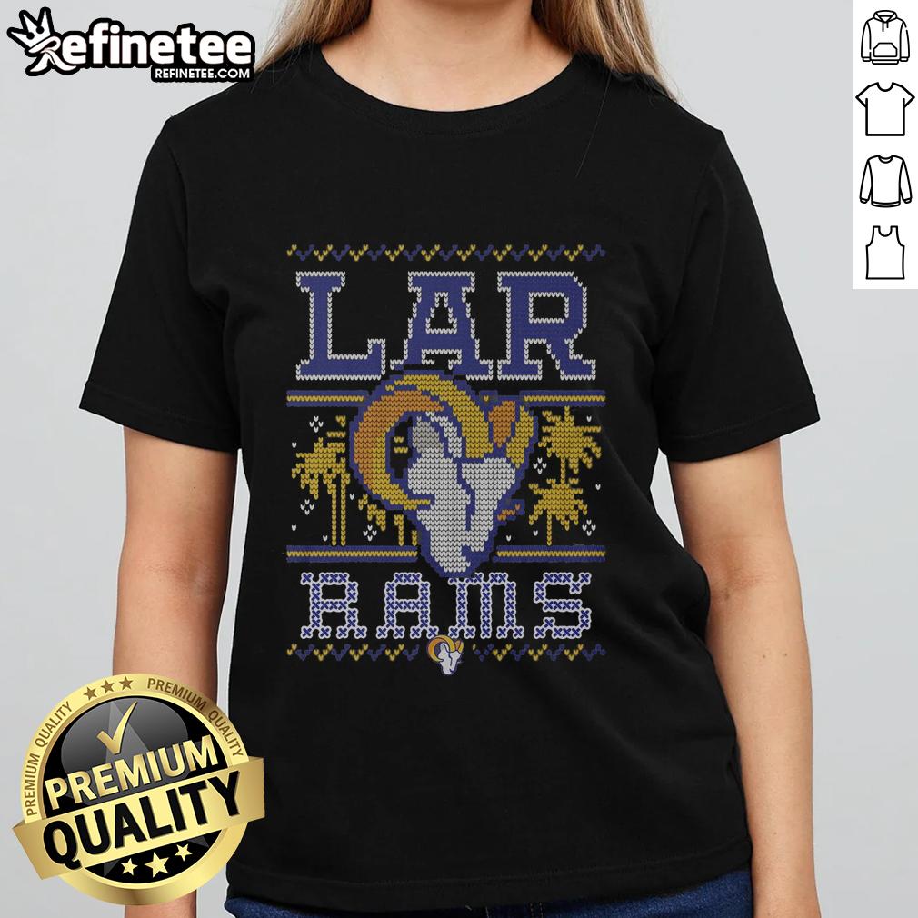 Premium Los Angeles Rams Holiday Ladies Tee in festive design, perfect for game day and holiday celebrations.