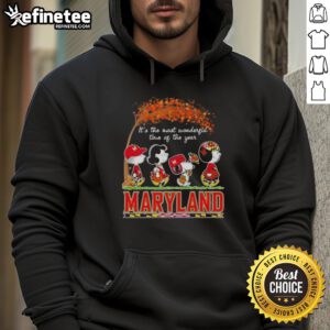 Premium Maryland Terrapins X Peanuts Snoopy hoodie for autumn, celebrating the most wonderful time of the year.