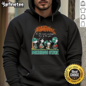 Premium Michigan State Spartans X Peanuts Snoopy hoodie for autumn, celebrating the most wonderful time of the year.