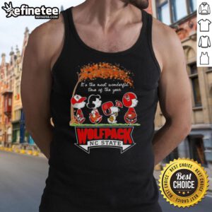 Premium NC State Wolfpack X Peanuts Snoopy tank top for autumn, celebrating 'It's the Most Wonderful Time of the Year.'