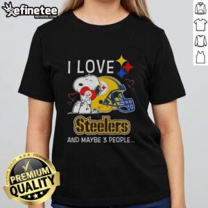 Premium Peanuts Snoopy Hug Heart tee for ladies, showing love for Pittsburgh Steelers and favorite people.