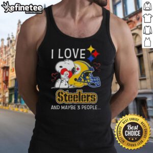 Alt Text: Premium peanuts Snoopy tank top with heart design, showing love for Pittsburgh Steelers and a fun message.