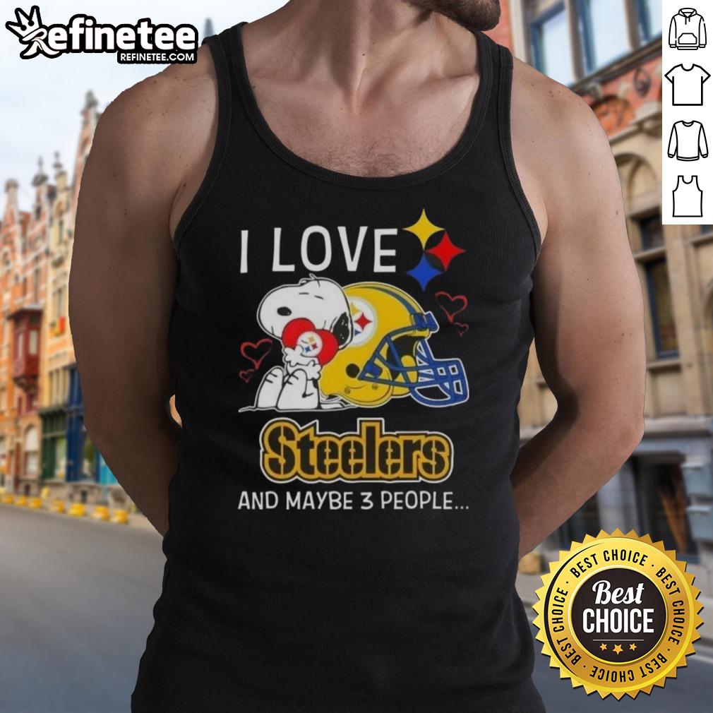 Alt Text: Premium peanuts Snoopy tank top with heart design, showing love for Pittsburgh Steelers and a fun message.