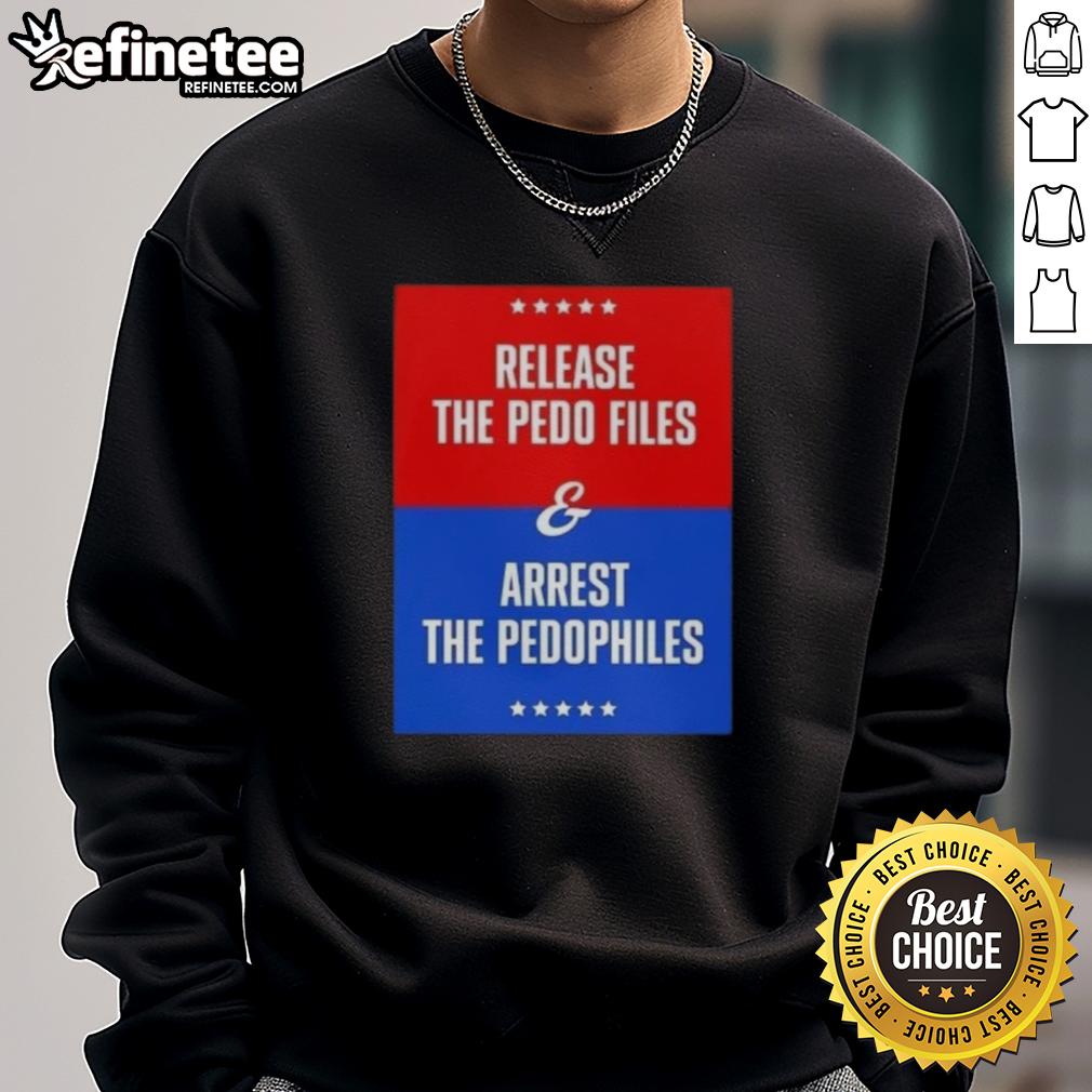 Premium release sweatshirt featuring 'The Pedo Files' design, promoting awareness to arrest pedophiles.
