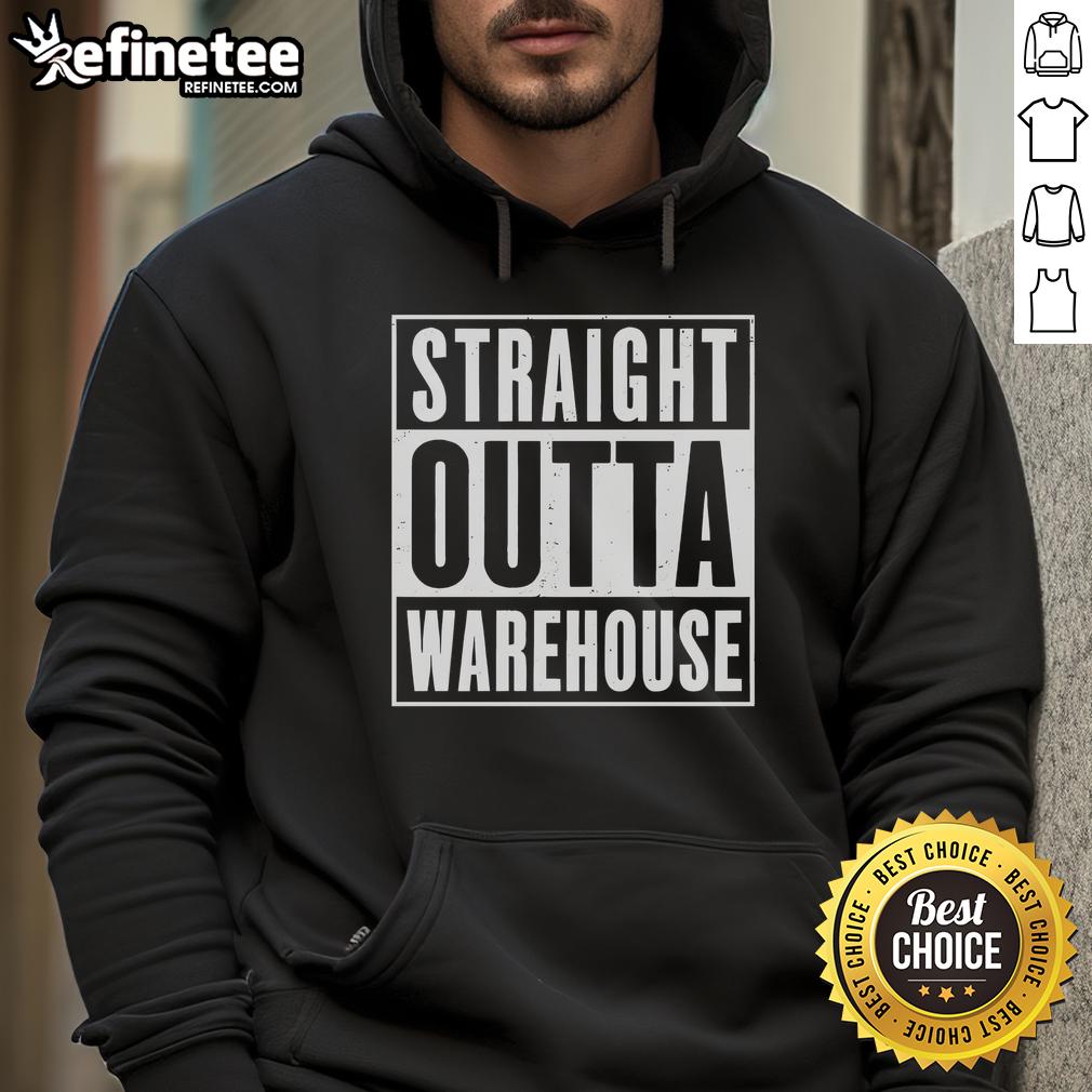 Premium Straight Outta Warehouse Hoodie in black, featuring a stylish design perfect for casual wear.
