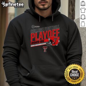 Alt Text: Premium Texas Tech Red Raiders Football Playoff 2025-2026 helmet hoodie featuring vibrant team colors and logo.