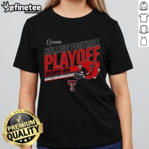 Alt Text: Premium Texas Tech Red Raiders football playoff 2025-2026 helmet ladies tee, showcasing team spirit and style.