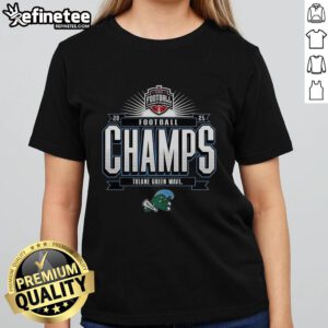 Premium Tulane Green Wave American Conference Football Champs 2025 ladies tee featuring team colors and logo.
